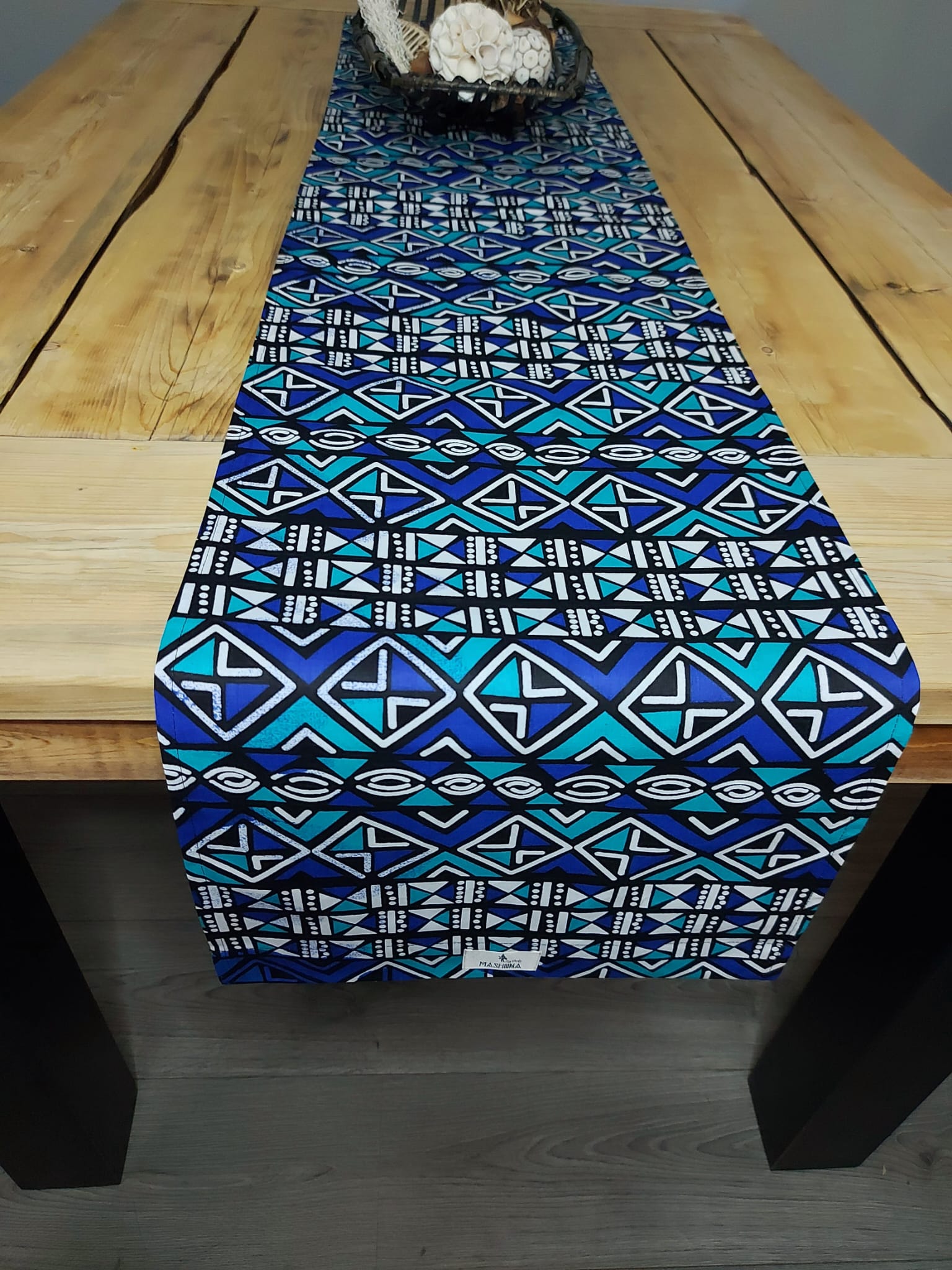Handmade Table Runner 160x35cm | 180x35 | 200x35cm | African Print "Mudcloth" Bogolan Inspired Print Made from 100% African Print Fabric-0